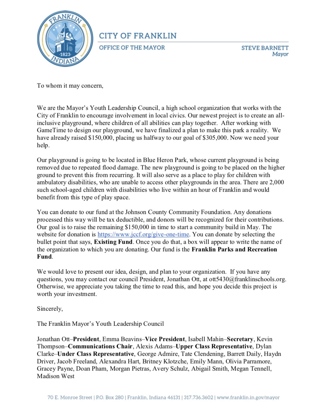 Donation Letter