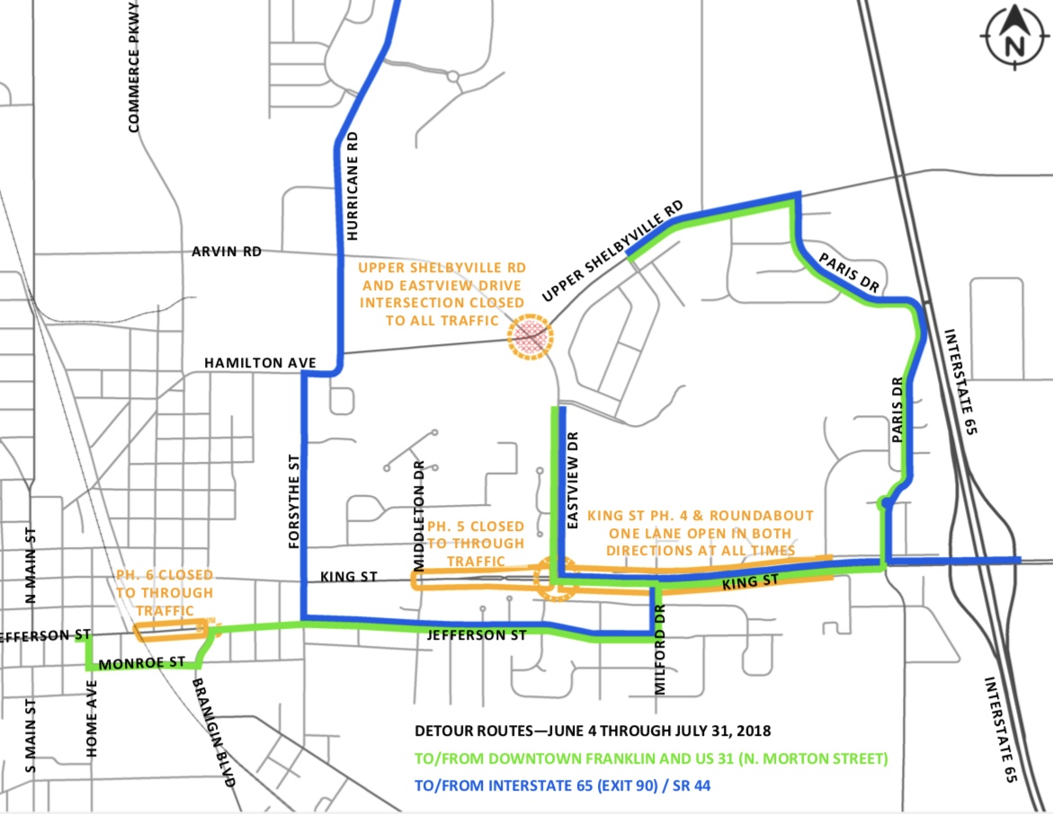 June 4th Closure - East-side Detour Map